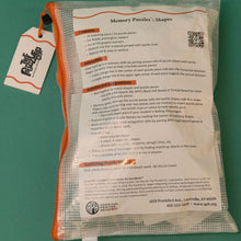 Load image into Gallery viewer, Memory Puzzles: Shapes is packaged in a durable zipper bag. All bags and puzzles pieces are waterproof and can be sanitized for classroom usage.