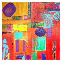 Load image into Gallery viewer, This brightly colored modern work of art was originally an acrylic painting on canvas. The artist, Marc Dominus, used warm oranges and ochre yellows as the background colors. Get lost in the artist&#39;s brushstrokes and feel the texture of the painted canvas in each puzzle piece. 
