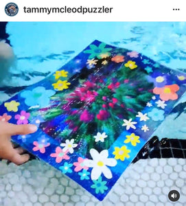 Flower Trip puzzle floating in the swimming pool