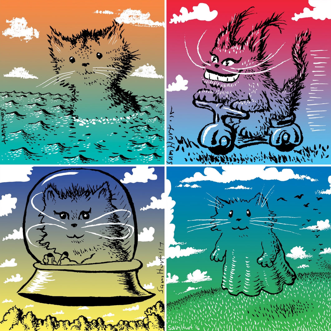 Puzzle Coasters Set: Monochrome Kitty